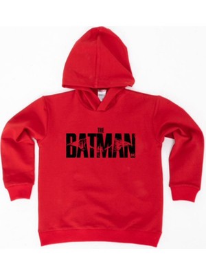 Sedirli Batman Baskılı Kapüşonlu Pamuklu Kumaş Çocuk Sweatshirt