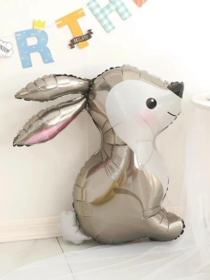 Parti Adresi Gri Tavşan Folyo Balon Doğum Günü Parti Balonu 71 cm