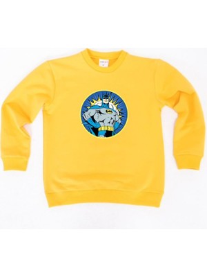 Sedirli Batman Baskılı Pamuklu Kumaş Çocuk Sweatshirt