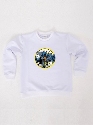 Sedirli Batman Baskılı Pamuklu Kumaş Çocuk Sweatshirt