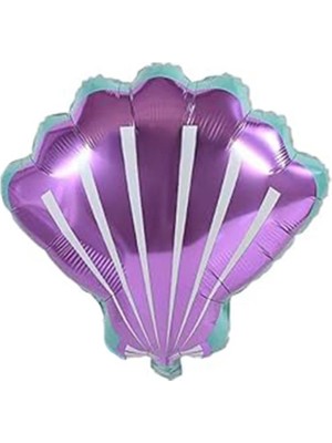 Parti Adresi Deniz Kabuğu Folyo Balon Doğum Günü Balonu Parti Balonu Mor 55 cm