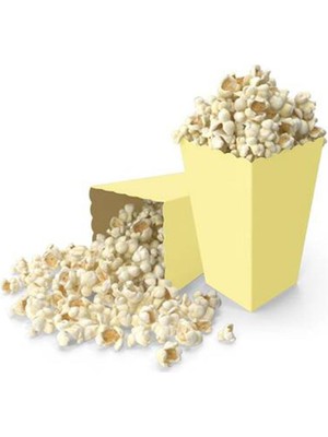 Parti Adresi Makaron Sarı Patlamış Mısır Kutusu Popcorn Kutusu 8'li