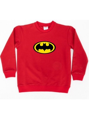 Sedirli Batman Baskılı Pamuklu Kumaş Çocuk Sweatshirt