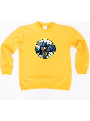 Sedirli Batman Baskılı Pamuklu Kumaş Çocuk Sweatshirt