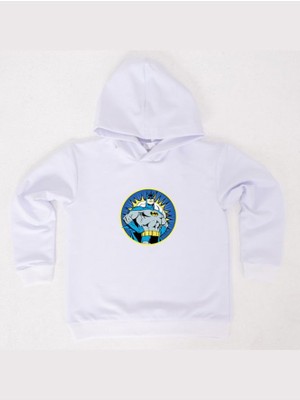 Sedirli Batman Baskılı Kapüşonlu Pamuklu Kumaş Çocuk Sweatshirt