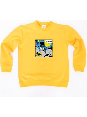Sedirli Batman Baskılı Pamuklu Kumaş Çocuk Sweatshirt