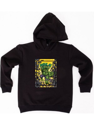 Sedirli Hulk  Baskılı Kapüşonlu Pamuklu Kumaş Çocuk Sweatshirt