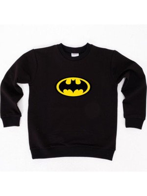 Sedirli Batman Baskılı Pamuklu Kumaş Çocuk Sweatshirt
