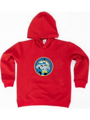 Sedirli Batman Baskılı Kapüşonlu Pamuklu Kumaş Çocuk Sweatshirt