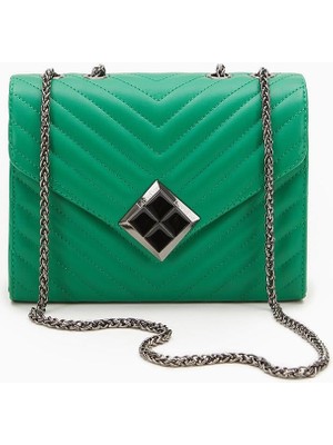 Levidor Çimen Yeşili Baklava Toka Detay Omuz Çantası