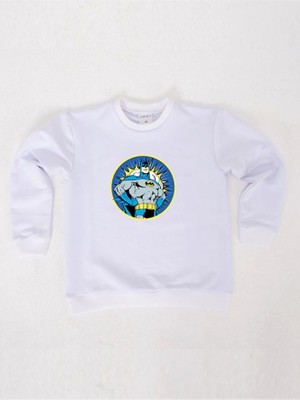 Sedirli Batman Baskılı Pamuklu Kumaş Çocuk Sweatshirt