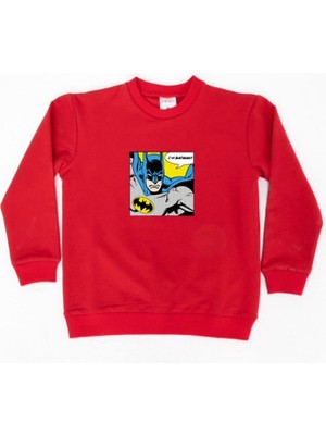 Sedirli Batman Baskılı Pamuklu Kumaş Çocuk Sweatshirt
