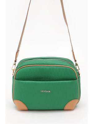 Levidor Çimen Yeşili Gizli Bölmeli Petek Baskı Omuz Çantası
