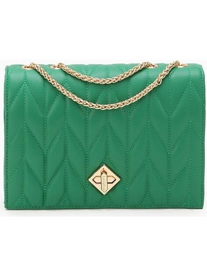 Levidor Çimen Yeşili Zincir Saplı Kabartma Desen Omuz Çantası