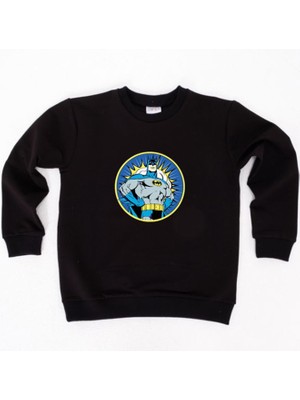 Sedirli Batman Baskılı Pamuklu Kumaş Çocuk Sweatshirt