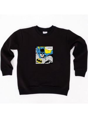 Batman Baskılı Pamuklu Kumaş Çocuk Sweatshirt
