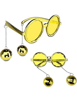 Parti Adresi Doğum Günü Parti Gözlüğü Küpeli Gözlük Altın