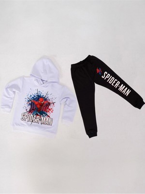 Spiderman Çocuk Eşofman Takımı Pamuklu Kumaş Kapüşonlu
