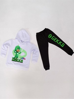 Sedirli Pj Maskeliler Çocuk Eşofman Takımı Pamuklu Kumaş Kapüşonlu