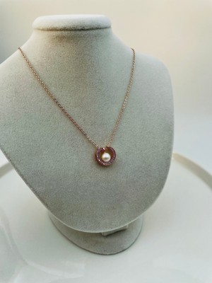 Xupıng Jewelry 14 Ayar Altın Kaplama, Inci Zirkon Taşlı Rose Kolye