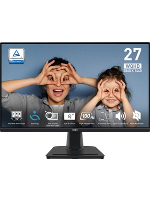MSI 27" PRO MP275 2560x1440 (WQHD) 16:9 FLAT IPS 100HZ 1MS ADAPTIVE-SYNC MONITOR