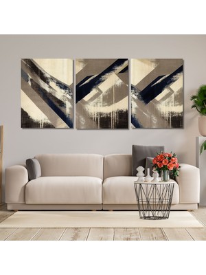 Gaagart 3'lü Kanvas Duvar Tablosu Pütürtülü Modern Şekil Tasarımı