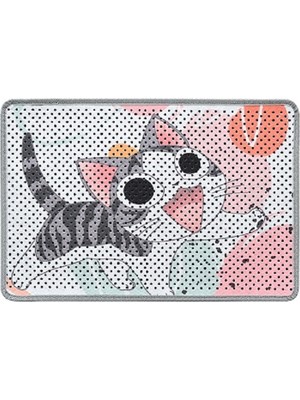 Karmat Kedi Kumu Paspası Delikli Kedi Tuvaleti Paspası Neşeli Kedi Paspası 40 x 60 cm