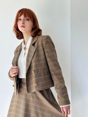 Retrobird Kısa Blazer Ceket Kadın Kum