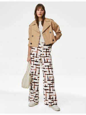 Marks & Spencer Yüksek Bel Desenli Wide Leg Pantolon