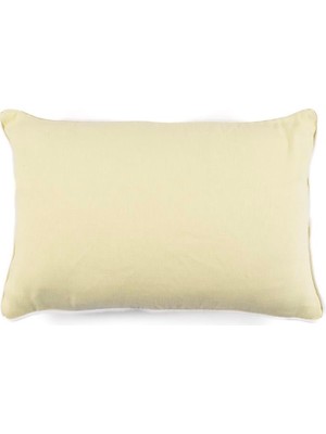 Limon Sarı Kenarları Beyaz Kordonlu 35x55 cm Dikdörtgen Kırlent Kılıfı