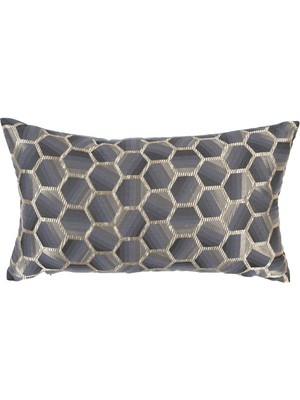 Lacivert Üzerine Gold Petek İşlemeli 30x50 Dikdörtgen Kırlent Kılıfı