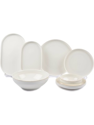 Mikasa Moor Gold Modern 27 Parça Yemek Takımı 6 Kişilik Yaldızlı Porselen Beyaz Renk