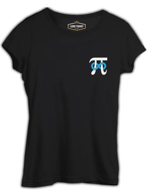 Lord T-Shirt Matematik - Pi Sonsuz Işareti Logo Siyah Kadın Tshirt