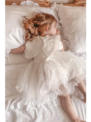 Modaviki Kelebek Detaylı Elbise Ekru MDVK116