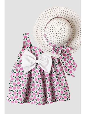 Modaviki Şapkalı Desenli Elbise Mor MDVK122