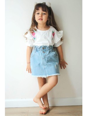 Modaviki Baskı Nakışlı Ikili Takım Beyaz MDVK106