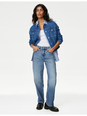 Marks & Spencer Saf Pamuklu Relaxed Fit Denim Ceket