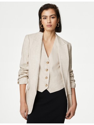 Marks & Spencer Relaxed Fit Keten Blazer Ceket