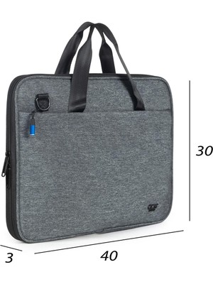 Necati Çanta Macbook Organizer Laptop Evrak Çantası 15.6 & 16 Inç Gri