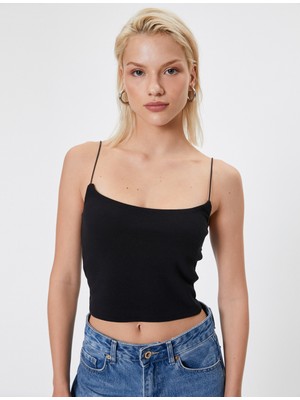 Koton Basic Ince Askılı Crop Atlet Ribanalı Pamuklu
