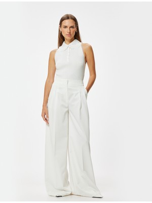 Koton Dantel Gömlek Yaka Kolsuz Üst Düğmeli Triko