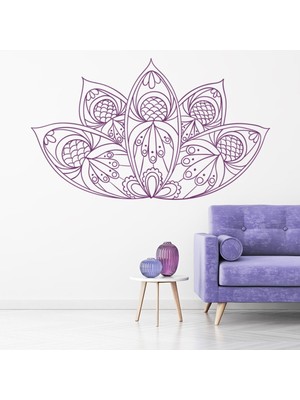 Jeronkarji Lotus Çiçeği Mandala Dekoratif Duvar Sticker Çıkartma Ofis Oturma Odası
