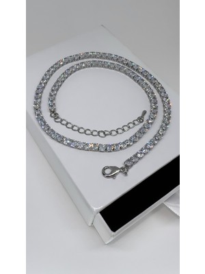 Glare Jewelry 4mm Rhodium Suyolu Kolye 40+5 cm