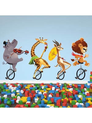 Jeronkarji Sirk Hayvanları Zürafa Aslan Dekoratif Duvar Çıkartma Seti Bebek Çocuk Odası
