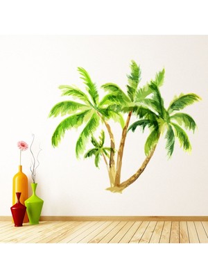 Jeronkarji Tropikal Palmiye Ağacı Yeşil Yapraklar Dekoratif Duvar Sticker Çıkartma Ofis Oturma Odası