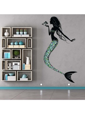 Jeronkarji Masal Denizkızı Dekoratif Duvar Sticker Çıkartma Ofis Oturma Odası