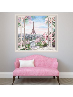Jeronkarji Paris'te Yaz 3D Pencere Dekoratif Duvar Sticker Çıkartma Ofis Oturma Odası