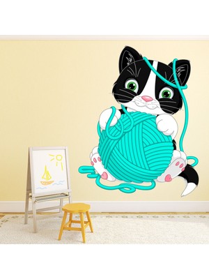 Jeronkarji Sevimli Yavru Kedi Dekoratif Duvar Sticker Çıkartma Bebek Çocuk Odası