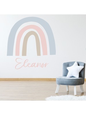 Jeronkarji Kişiye Özel Isimli Pastel Gökkuşağı Kreş Dekoratif Duvar Sticker Çıkartması Bebek Çocuk Odası