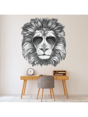 Jeronkarji Serin Aslan Hayvanlar Dekoratif Duvar Sticker Çıkartma Yatak Çocuk Odası
